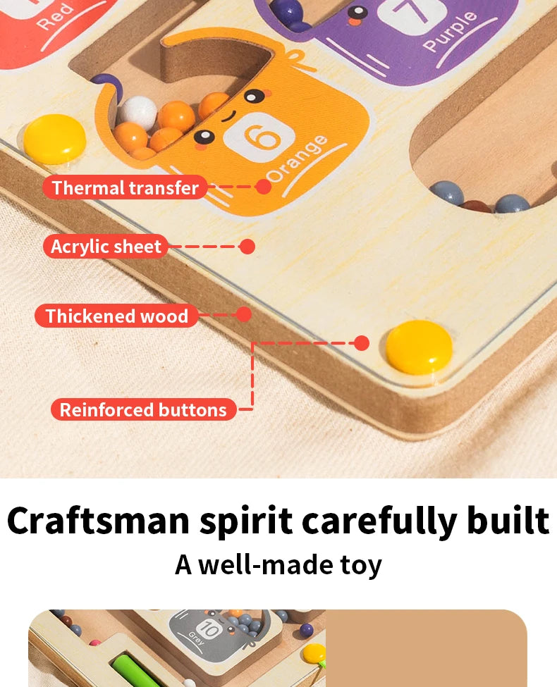 Wooden Magnetic Color Number Maze with Drawing Board