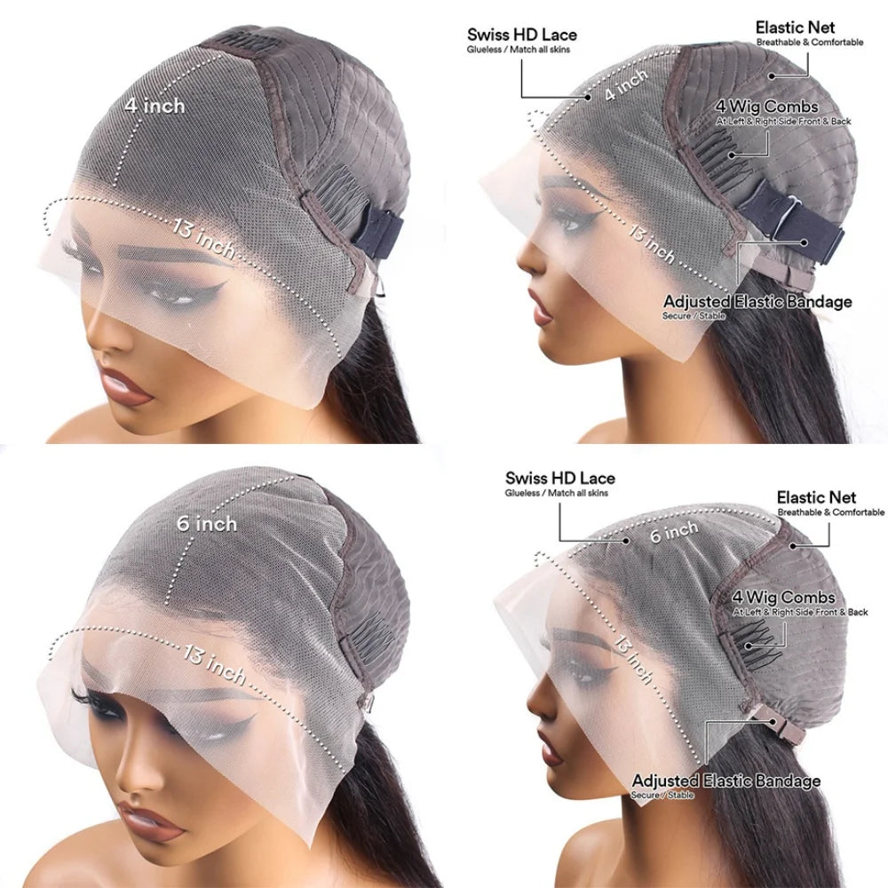 Brazilian Deep Wave Wig 13x6 HD Lace Glue less Human Hair
