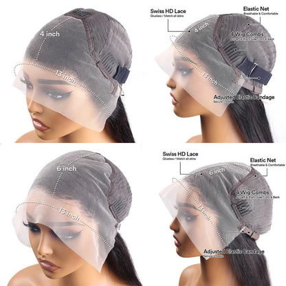 Brazilian Deep Wave Wig 13x6 HD Lace Glue less Human Hair