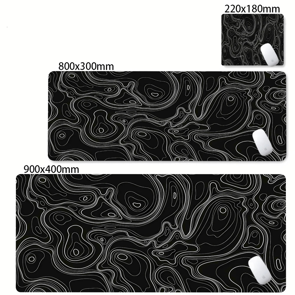 XXL Black & White Desk Mat – Abstract Liquid Gaming Mouse Pad