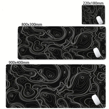 XXL Black & White Desk Mat – Abstract Liquid Gaming Mouse Pad
