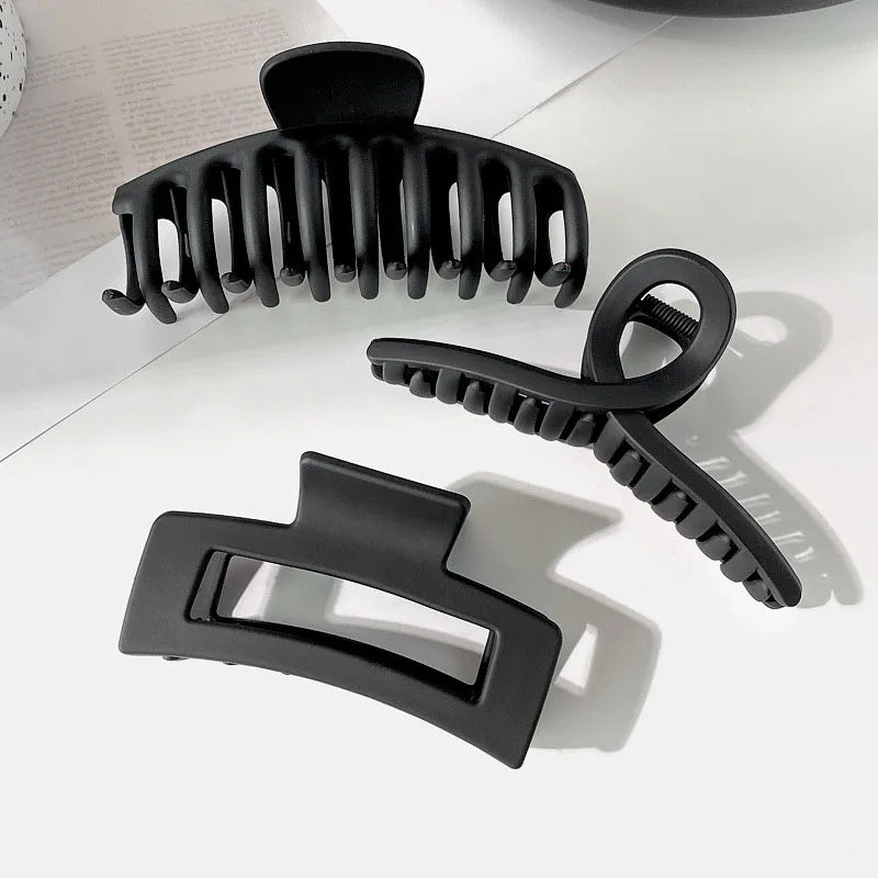 Black Geometric Hair Claw Clip for Women Long Hair