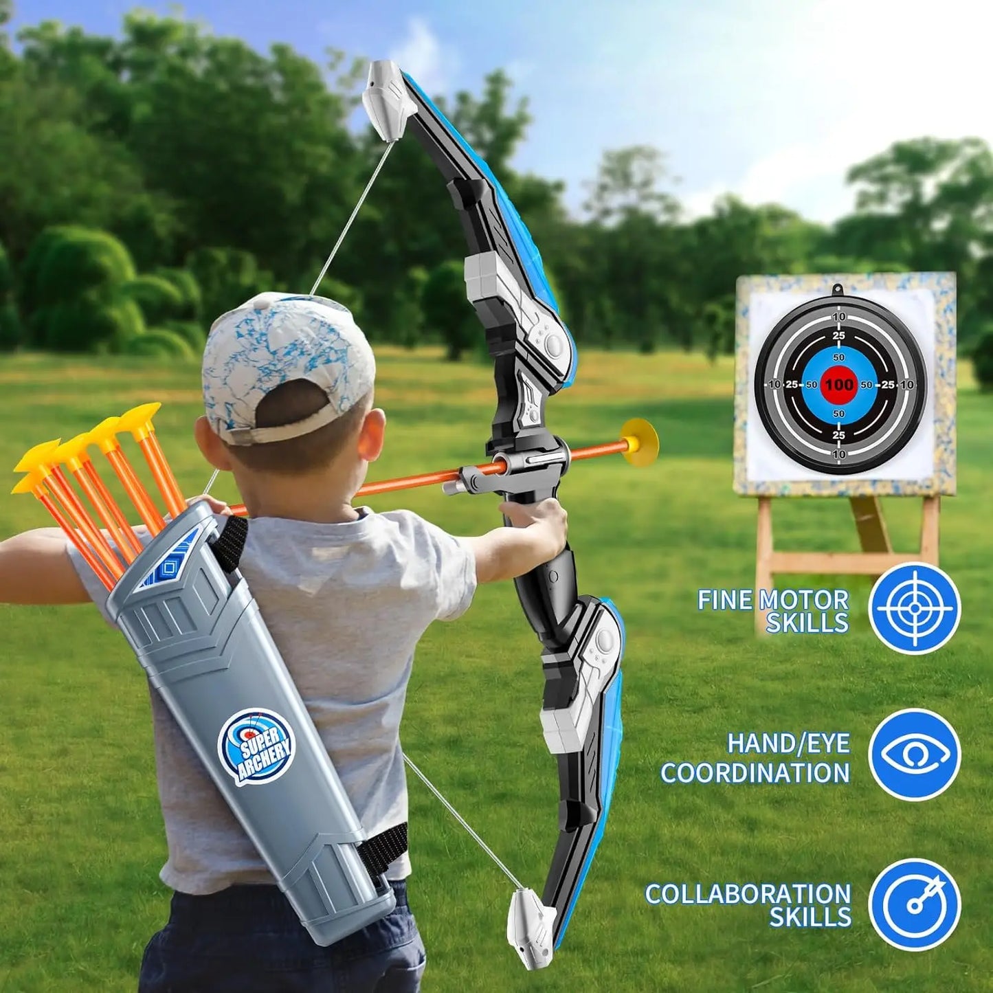 Kids Bow and Arrow Set with LED Lights and Target