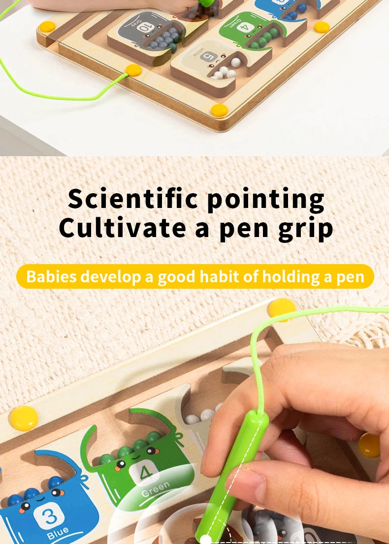 Wooden Magnetic Color Number Maze with Drawing Board