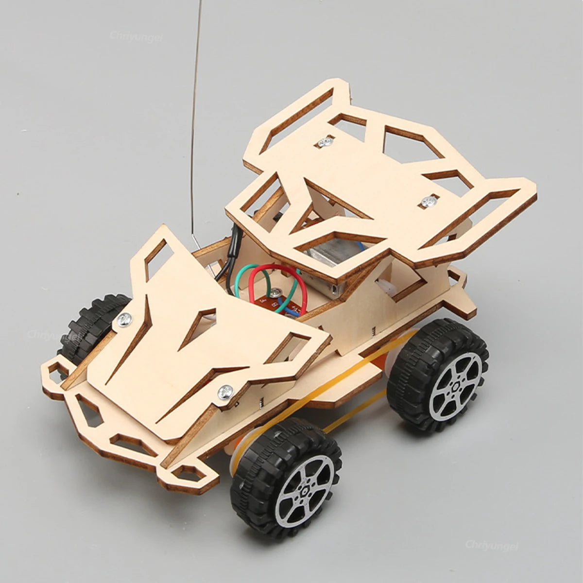DIY Wooden Remote Control Car STEM Four Wheel Drive Assembly Kit
