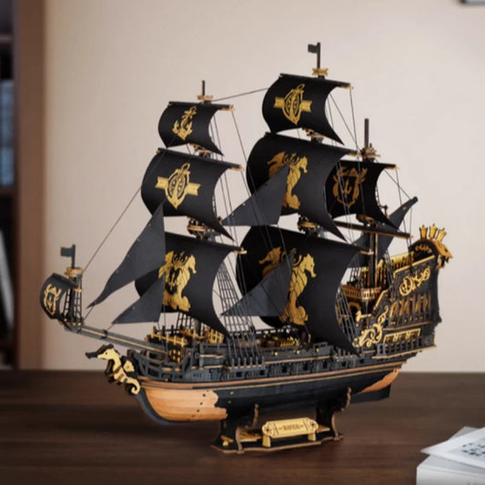 Wooden Sailing Ship Model Kit 3D Seahorse Barque Puzzle