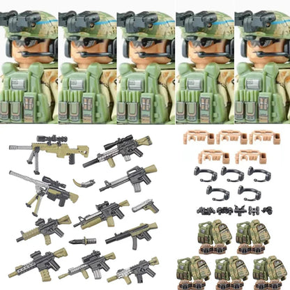 Military Soldier Building Blocks Mini Figure Set with Accessories