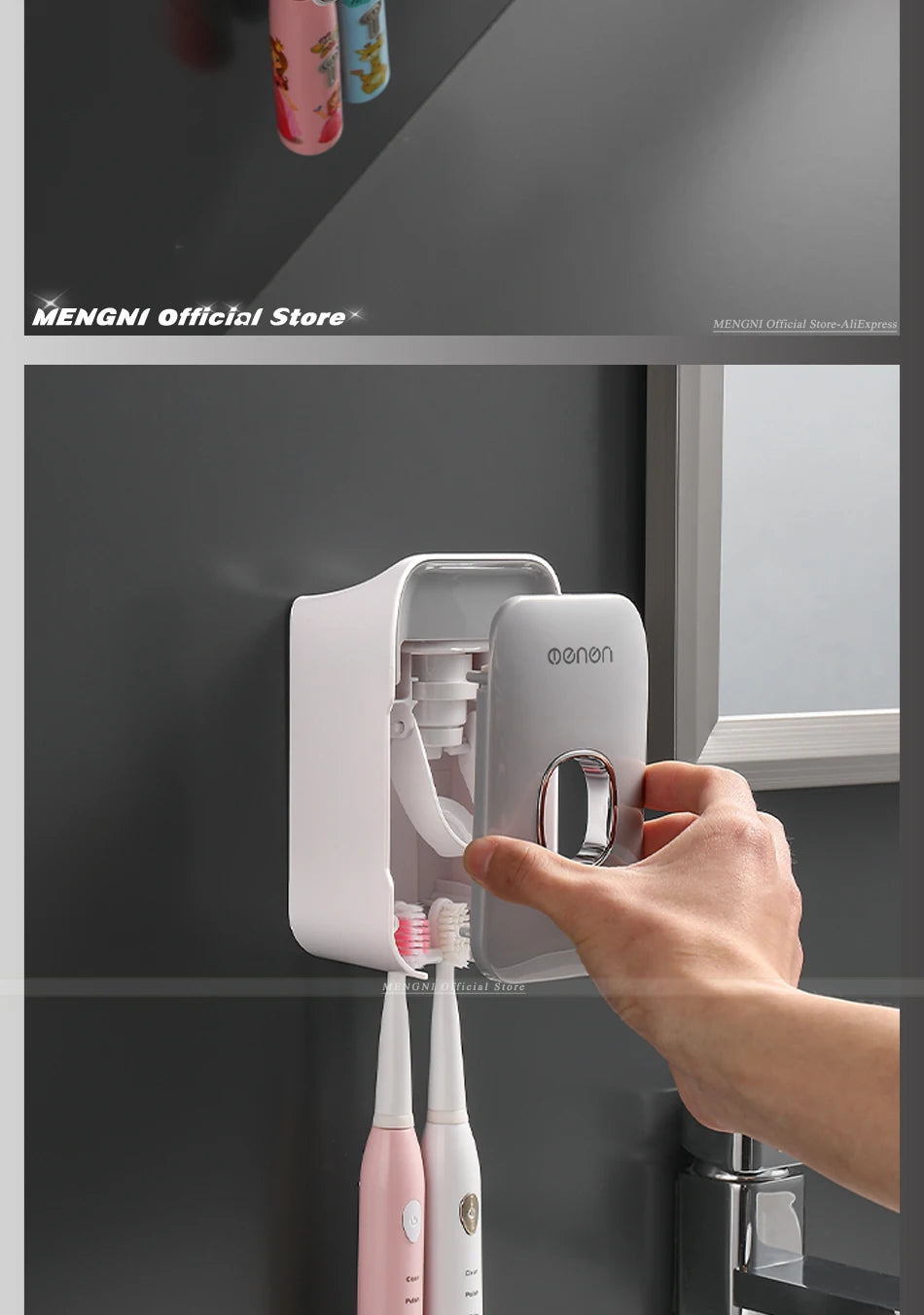 Wall-Mounted Toothpaste Dispenser – Punch-Free Toothbrush Holder