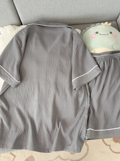 Men's Slim Fit Pajama Set Short Sleeve Summer Loungewear