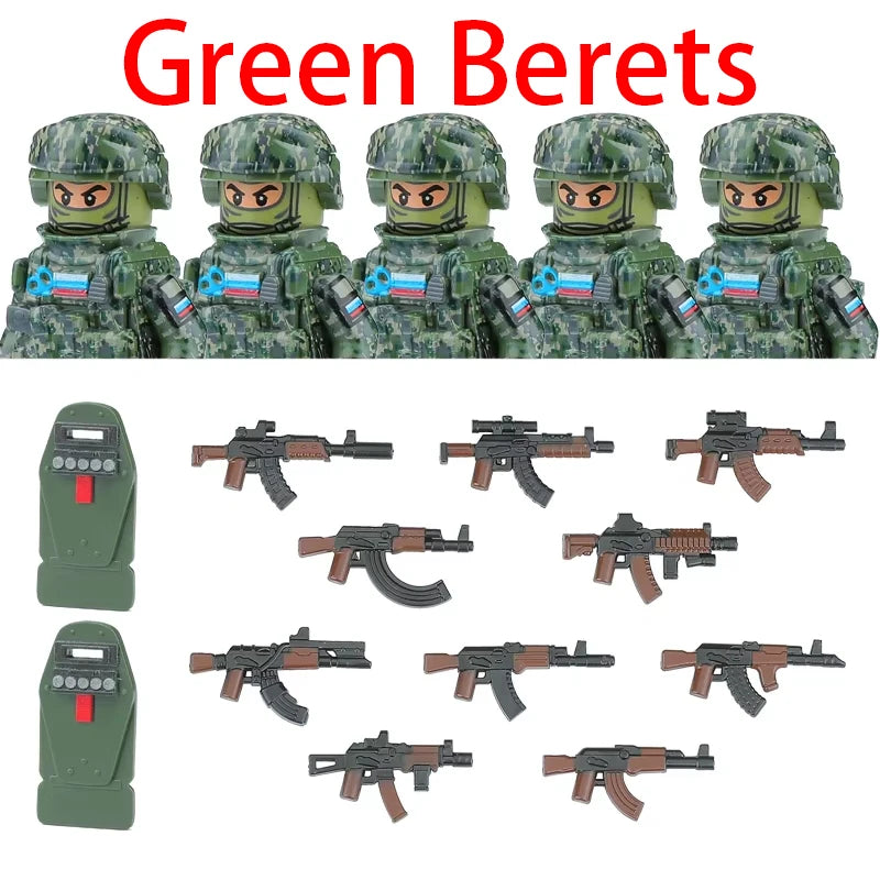 Military Soldier Building Blocks Mini Figure Set with Accessories