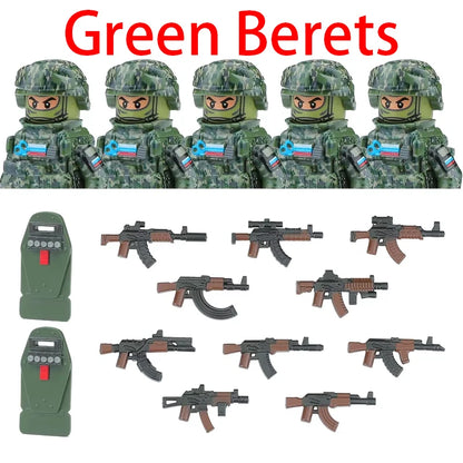Military Soldier Building Blocks Mini Figure Set with Accessories