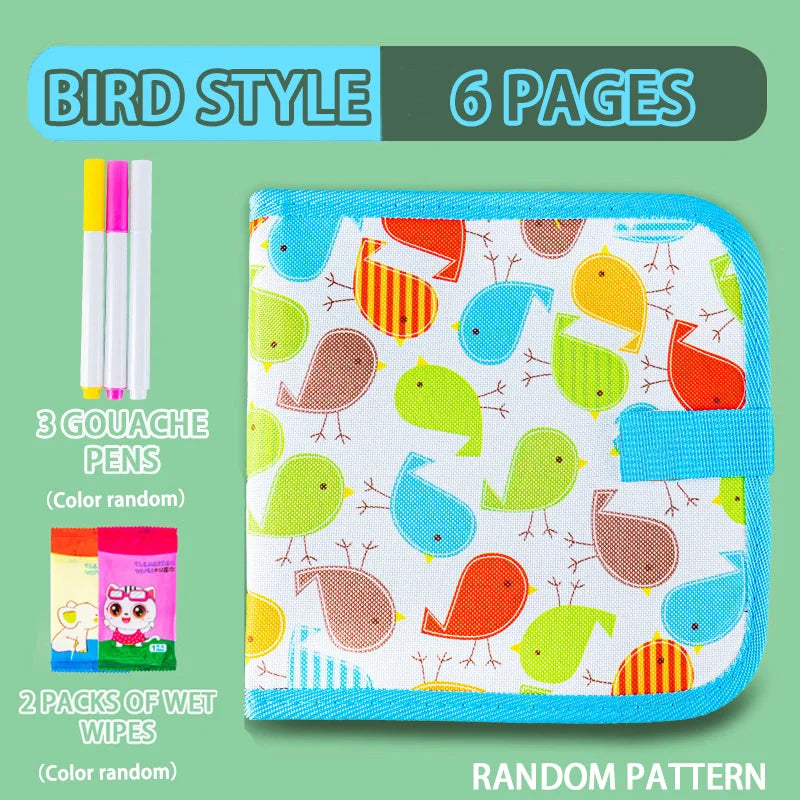 Reusable Doodle Book for Kids with 12 Watercolor Pens