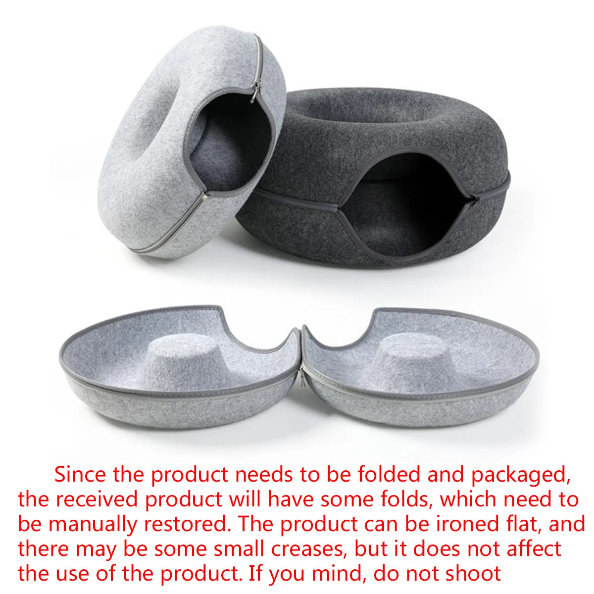 Cat Tunnel Bed Felt Donut Nest for Kittens & Cats