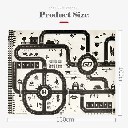 City Parking Lot Play Mat for Kids – Road Map Car Track & Educational Toy
