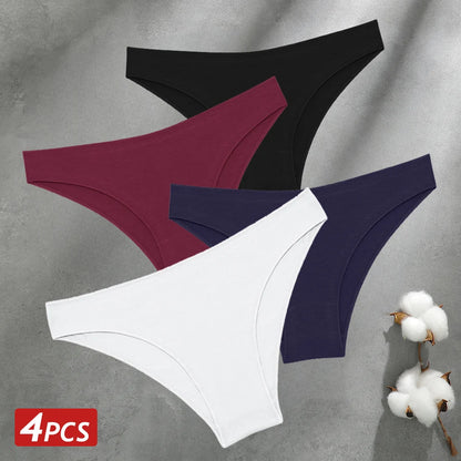 Cotton Seamless Panties 4PCS Women's Low Rise Briefs