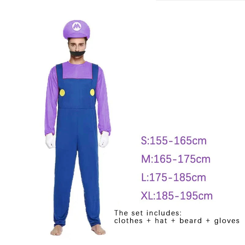 Super Luigi Costume Adult Cosplay Jumpsuit Dress Set