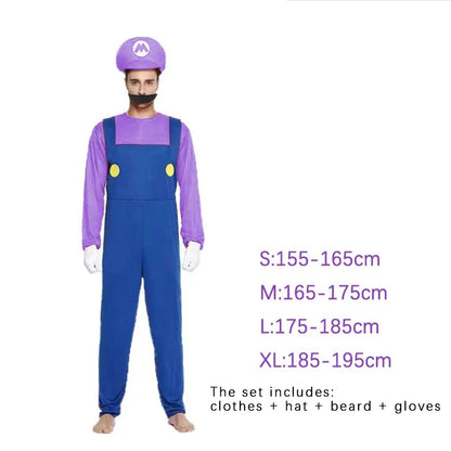 Super Luigi Costume Adult Cosplay Jumpsuit Dress Set
