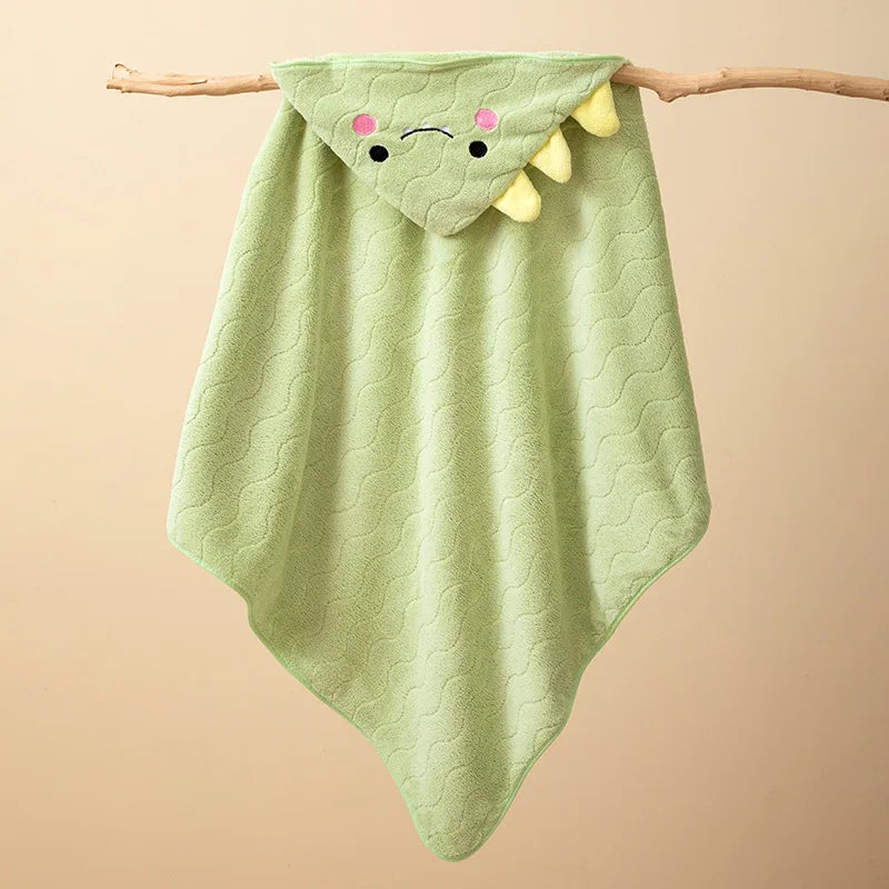 Baby Hooded Bath Towel Coral Fleece Toddler Bathrobe