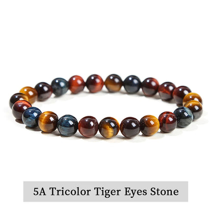 Natural Stone Bead Bracelet – Crystal Gemstone Stretch Bracelet