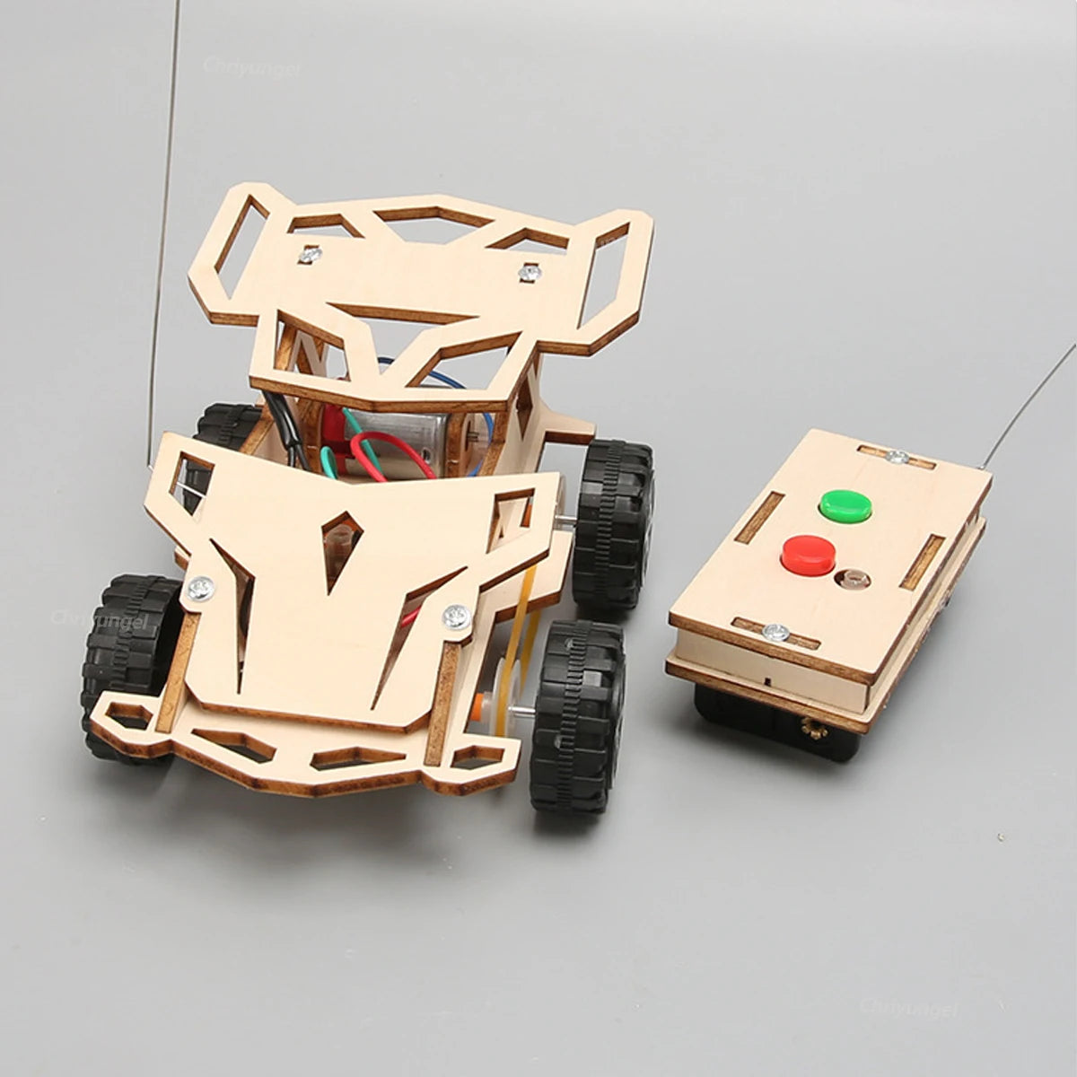 DIY Wooden Remote Control Car STEM Four Wheel Drive Assembly Kit