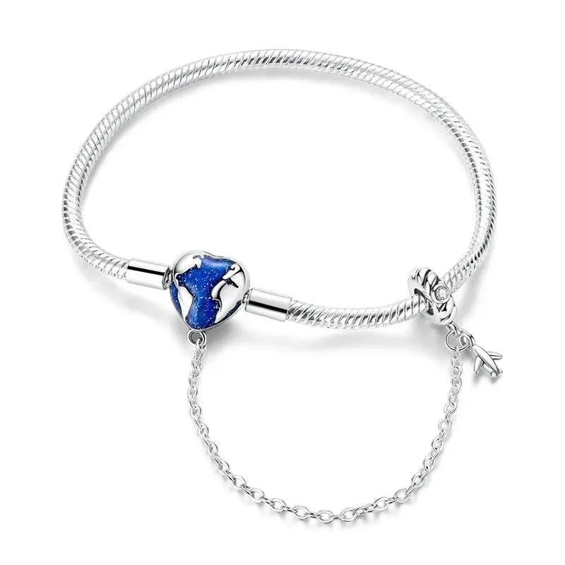 925 Sterling Silver Heart Bracelet with Zircon Accent