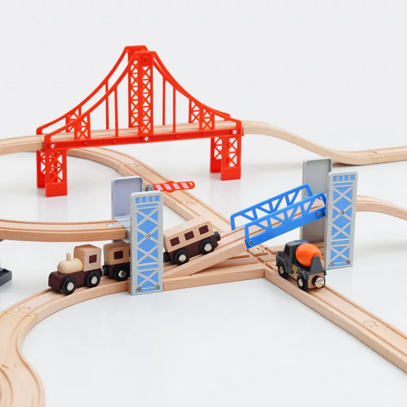 Wooden Train Track Accessories Beech Wood Railway Bridge Tunnel
