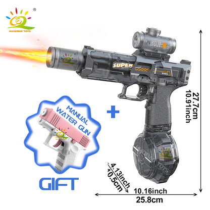 A rechargeable water blaster made for exciting pool, beach, and outdoor water games.