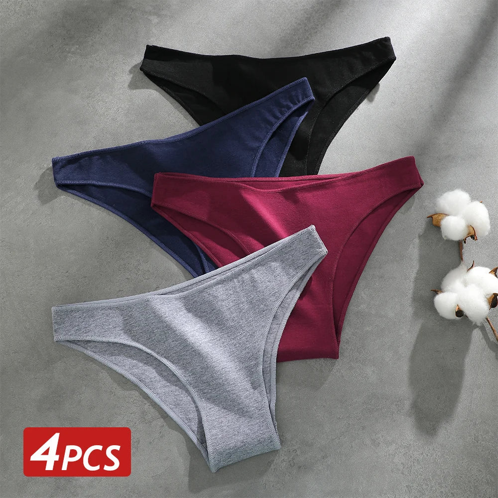 Cotton Seamless Panties 4PCS Women's Low Rise Briefs