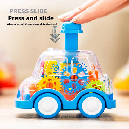 Transparent Gear Car Toy Inertia Push and Go Car for Kids