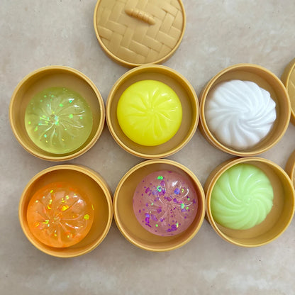 Dumpling Squishy Set – Mini Steamed Bun Stress Relief Fidget Toys