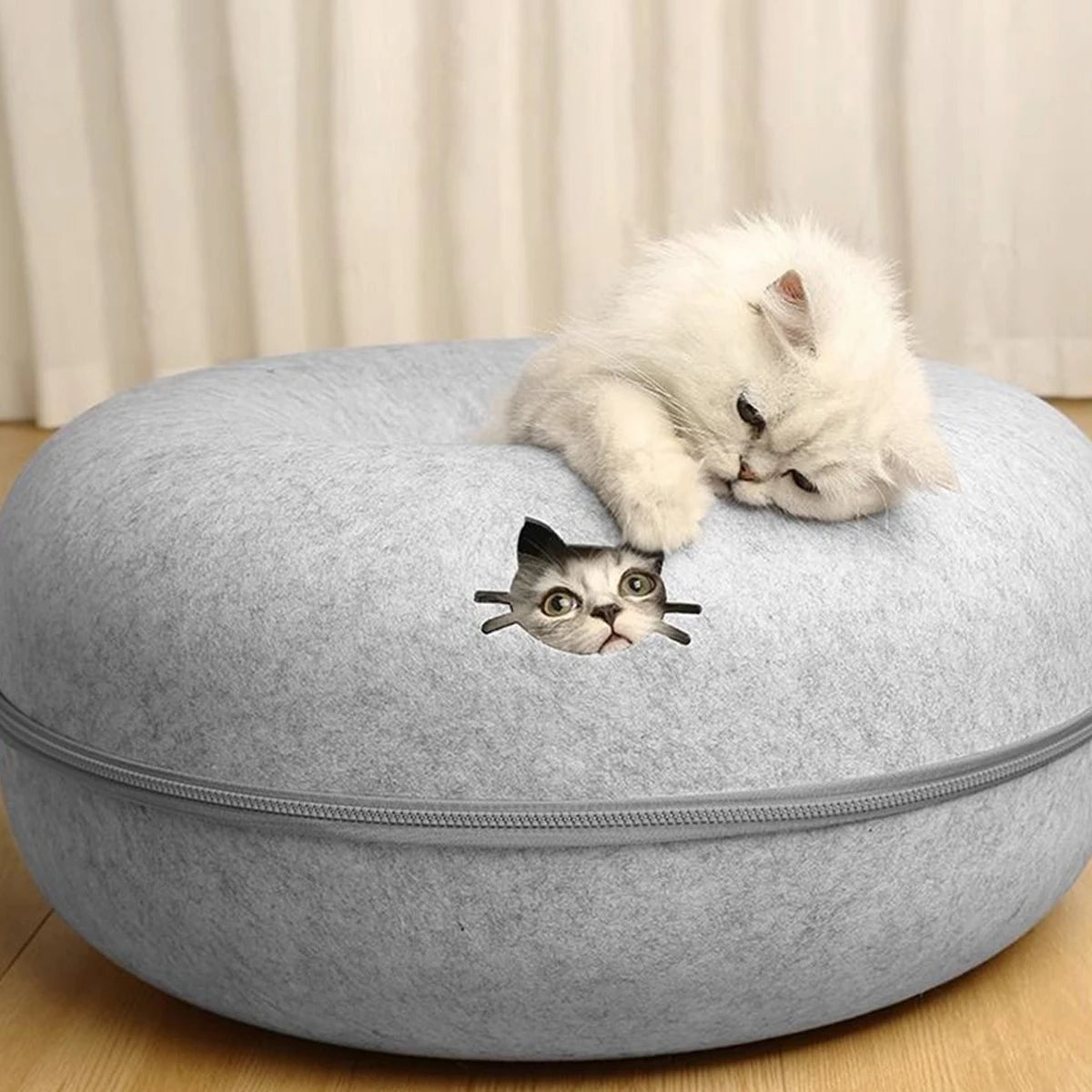 Cat Tunnel Bed Felt Donut Nest for Kittens & Cats
