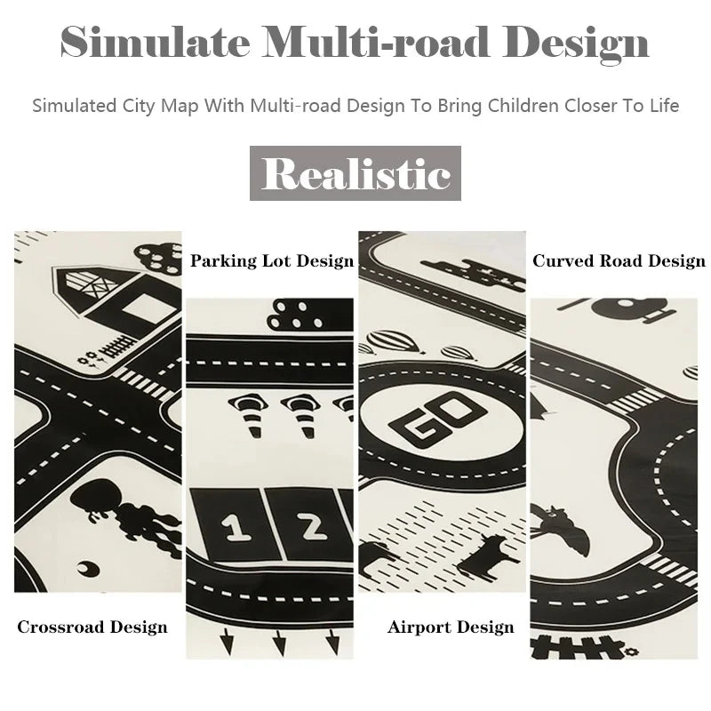 City Parking Lot Play Mat for Kids – Road Map Car Track & Educational Toy