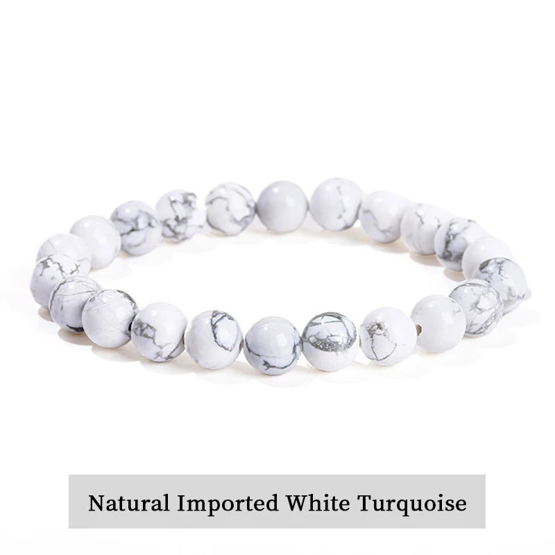 Natural Stone Bead Bracelet – Crystal Gemstone Stretch Bracelet