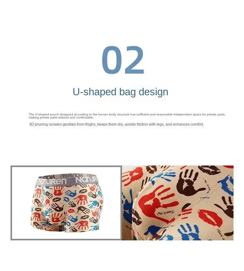 Men's Cotton Boxer Shorts 4PCS Breathable Printed Underwear
