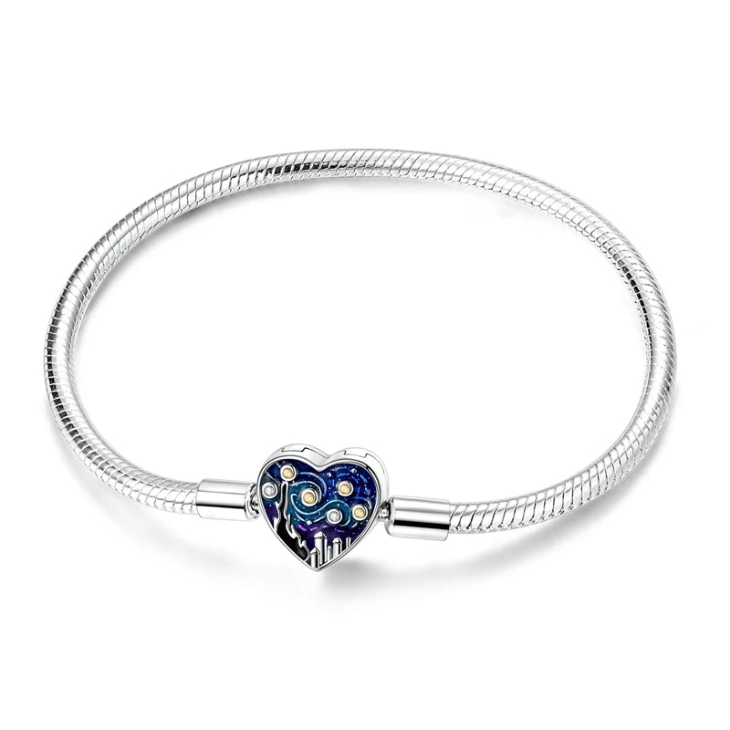 925 Sterling Silver Heart Bracelet with Zircon Accent