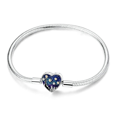 925 Sterling Silver Heart Bracelet with Zircon Accent