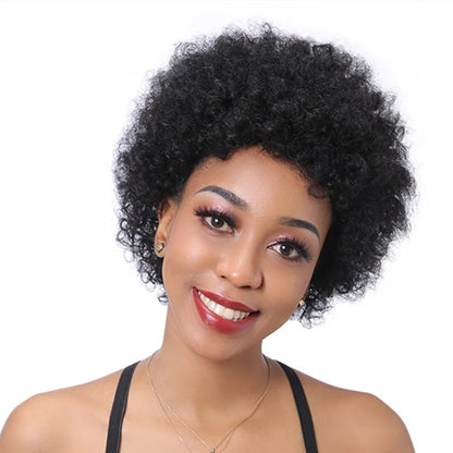 Afro Kinky Curly Wig 6 Inch Pixie Cut Human Hair