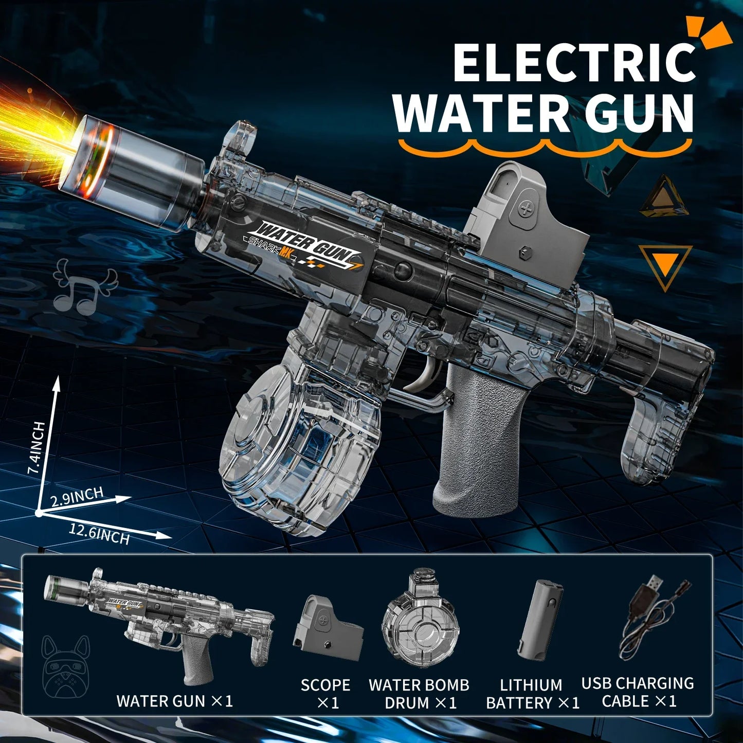 Electric Automatic Water Gun with Lights & Rechargeable Battery
