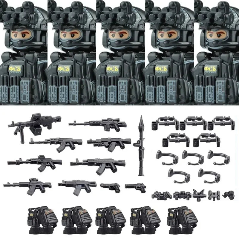 Military Soldier Building Blocks Mini Figure Set with Accessories
