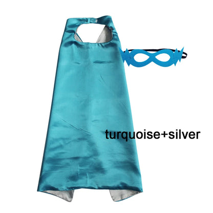 Kids Superhero Cape with Mask Reversible Satin Costume