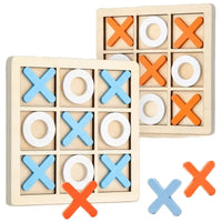 Wooden Tic Tac Toe Game Montessori XO Puzzle Board Toy