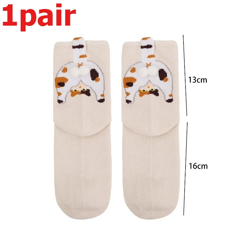Funny Cat Socks 4 Pairs Cartoon Mid Tube Casual Socks