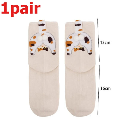 Funny Cat Socks 4 Pairs Cartoon Mid Tube Casual Socks