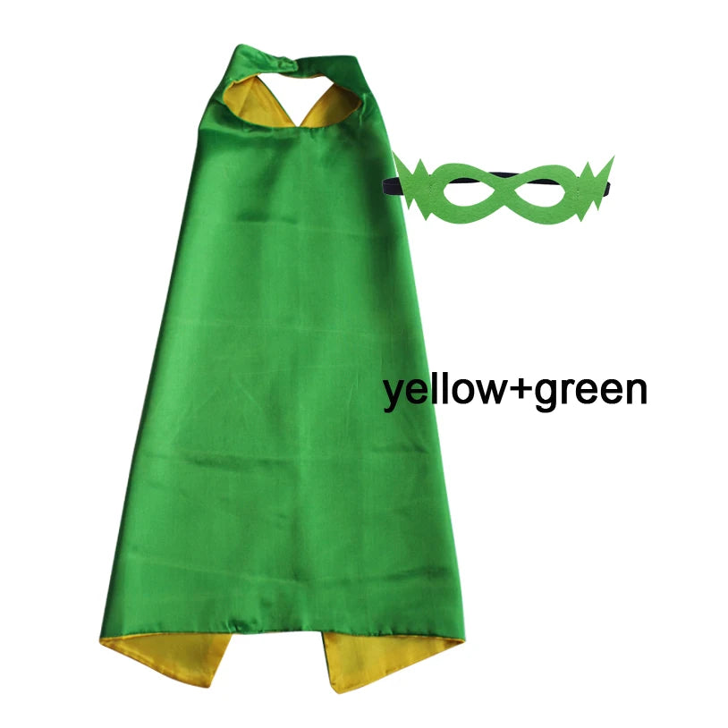 Kids Superhero Cape with Mask Reversible Satin Costume