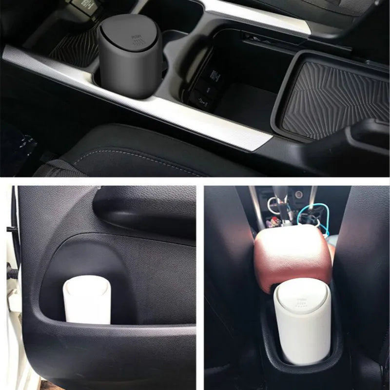 Car Trash Can – Mini Silicone Garbage Bin with Rolling Cover
