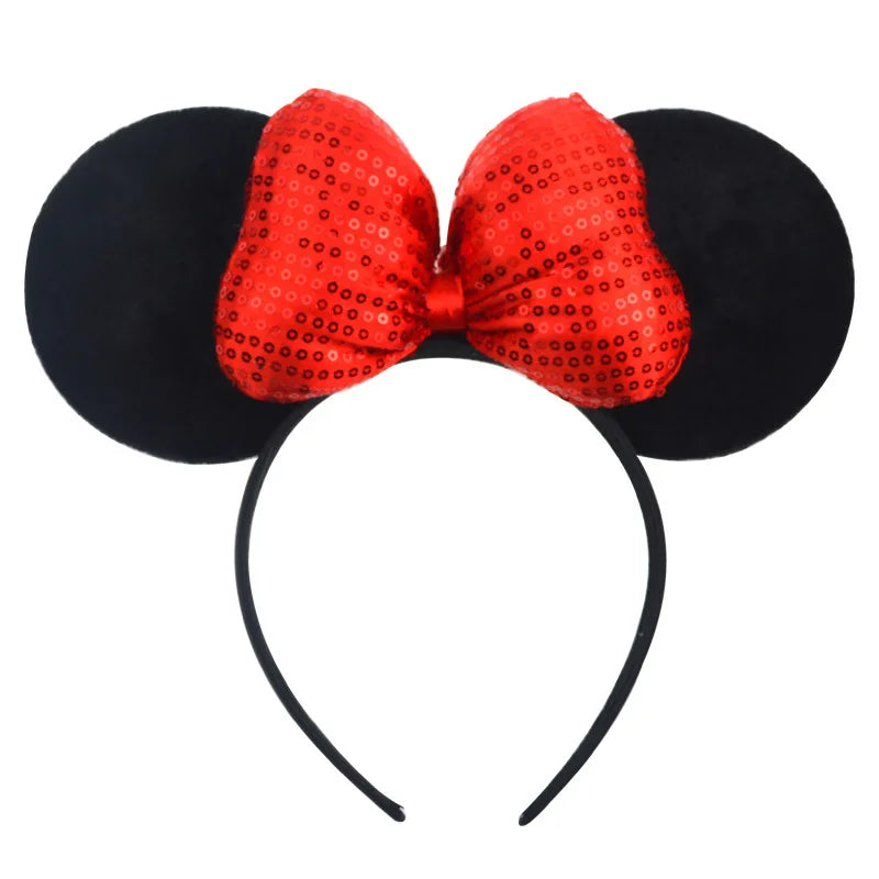 Mouse Ears Headband with Sequin Bow for Parties & Cosplay