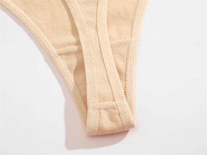 Women's Cotton Thong Panties 4PCS Seamless Low Rise Set