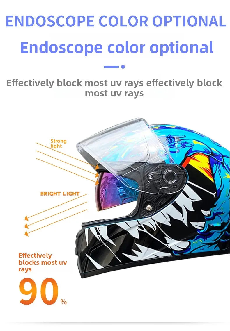 Full Face Motorcycle Helmet DOT Dual Visor Racing Helmet