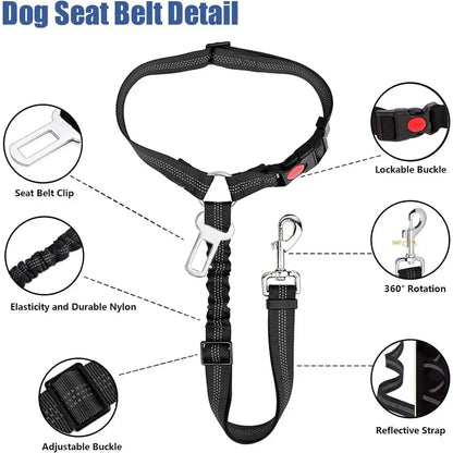 Dog Seat Belt – Adjustable Reflective Pet Car Safety Restraint