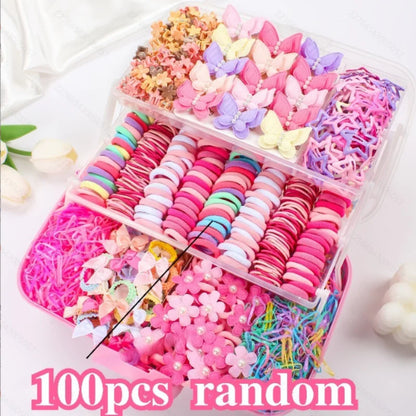 Kids Hair Accessories Set Bow Clips Colorful Hair Bands